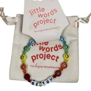 NWT Little Words Project Smiley Face "Be You" Bracelet Multicolor Beaded Elastic